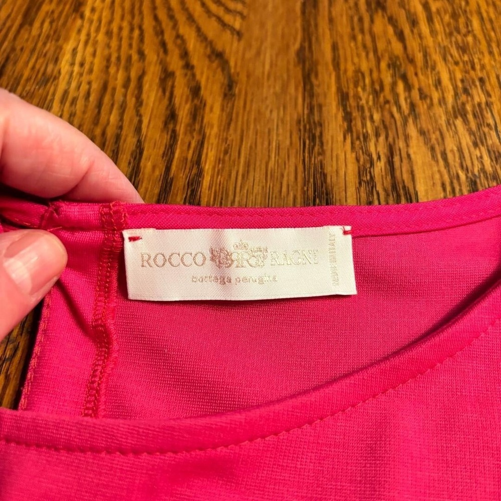 Rocco Ragni Pink Short Sleeve Midi Dress MSRP $425.00 Size Med Made in‎ Italy - Picture 3 of 14